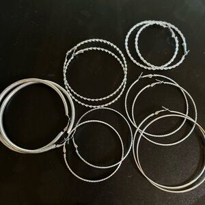 Silver hoop earrings bundle